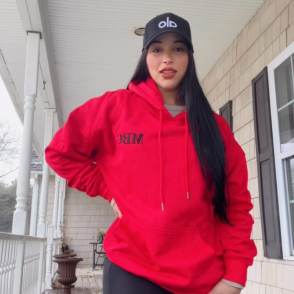 Oversized Hoodie - Red Hot Romance with Embroidered Logo
