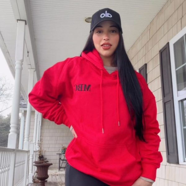 Oversized Hoodie - Red Hot Romance with Embroidered Logo