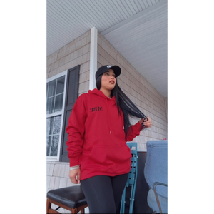 Oversized Hoodie - Red Hot Romance with Embroidered Logo